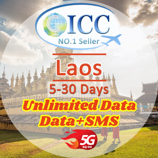 ICC SIM Card - Laos 5-30 Days SIM Card| Data+SMS*| Unlimited Data| Daily Plan Can Top up reuse