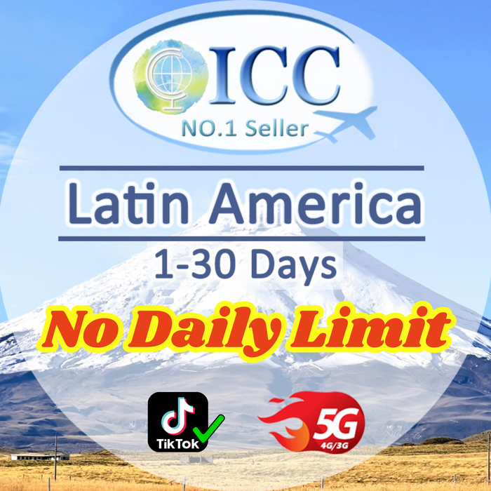 ICC SIM Card- Latin America 1-30 Days Data SIM | Up to 20GB Data