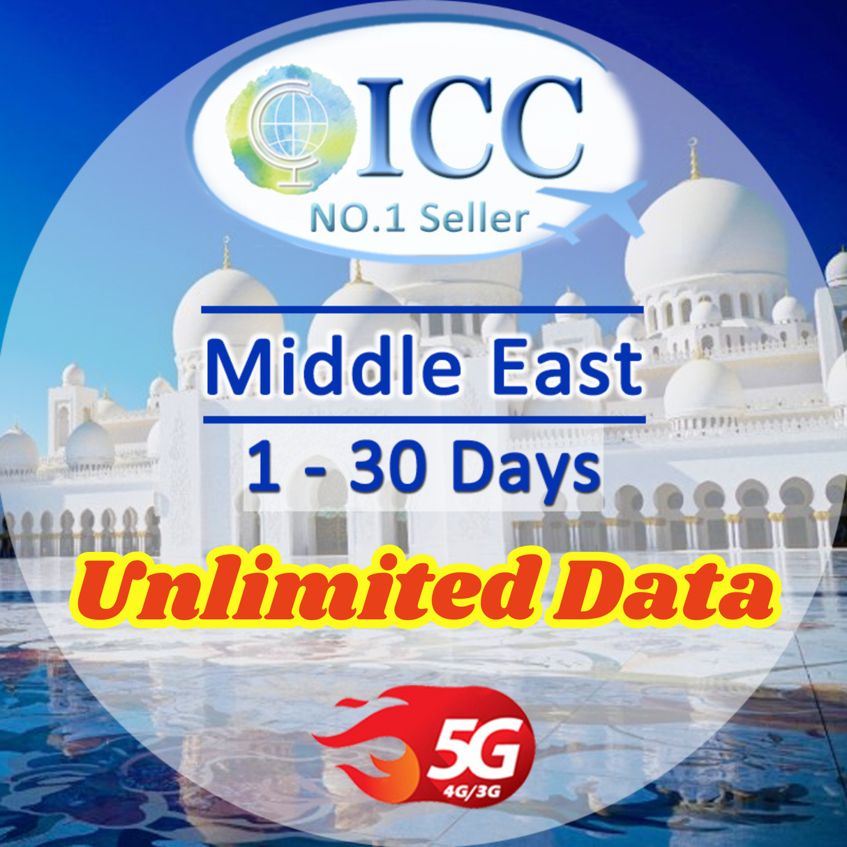 ICC SIM Card - Middle East 1-30 Days Unlimited Data SIM Card