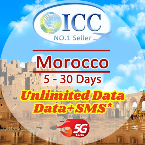 ICC SIM Card - Morocco 5-30 Days Data丨Unlimited Data丨Data+SMS*丨Daily plan can top up reuse