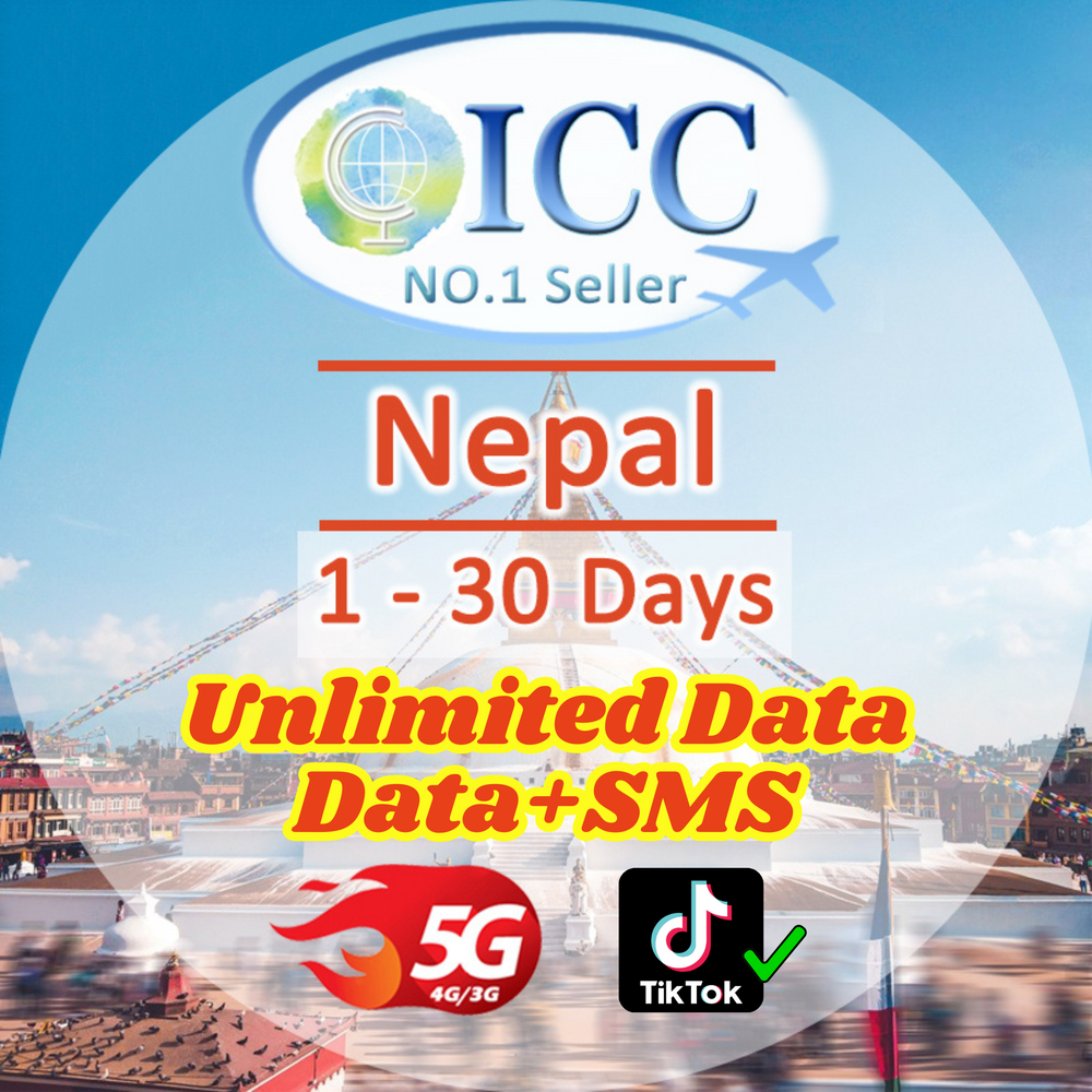 ICC SIM Card - Nepal 1-30 Days SIM Card| Unlimited Data| Data+SMS*| Daily Plan Can Top up reuse