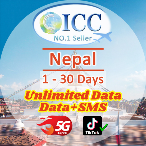 ICC SIM Card - Nepal 1-30 Days SIM Card| Unlimited Data| Data+SMS*| Daily Plan Can Top up reuse