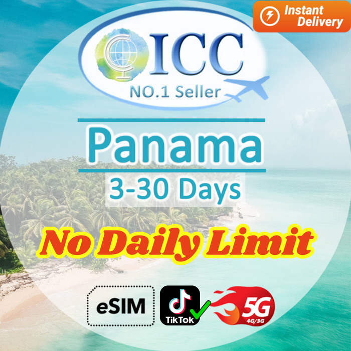 ICC eSIM - Panama 3-30 Days Data eSIM| Support Tiktok