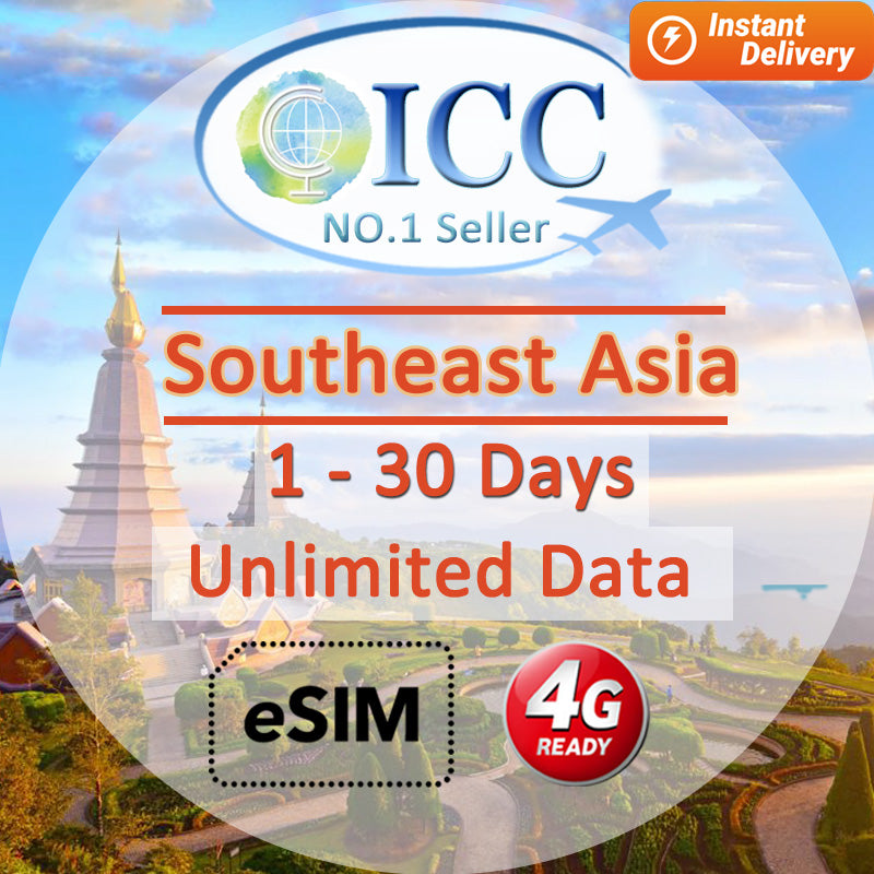 ICC eSIM - Southeast Asia 1-30 Days Unlimited Data SIM| No Daily Limit