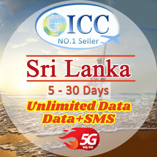 ICC SIM Card - Sri Lanka 5-30 Days SIM Card| Unlimited Data| Data+SMS*| Daily Plan Can Top up reuse