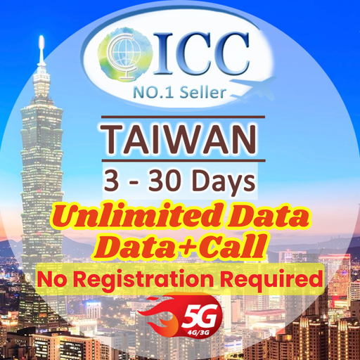ICC SIM Card - Taiwan 3-30 Days No registration required| Total Data| Data+SMS*/Call Plan can use Tiktok