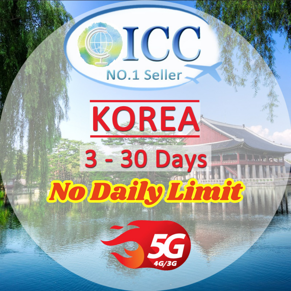 ICC SIM Card - Korea 3-30 Days Unlimited Data (No Daily Limit)
