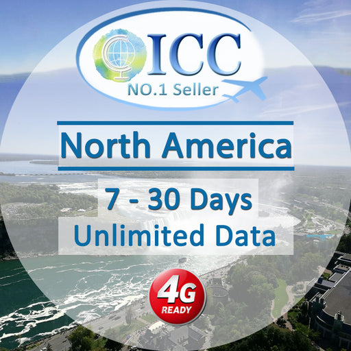 ICC SIM Card - North America (USA,Canada,Mexico) 7-30 Days Unlimited Data SIM (Can top up and reuse)