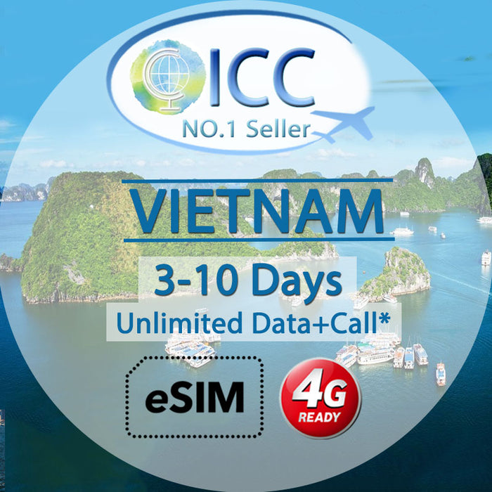 ICC eSIM - Vietnam 3-30 Days Unlimited Data (24/7 auto deliver eSIM )*Daily plan can top up reuse