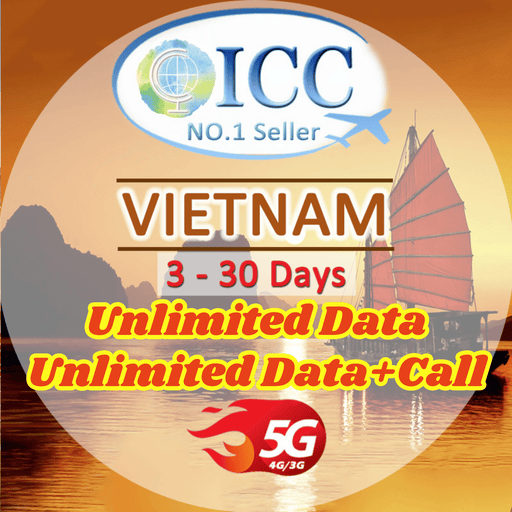 ICC SIM Card - Vietnam 3-30 Days Data SIM| Unlimited Data| Daily Data| Total Data|Data+Call|Can Top up reuse*