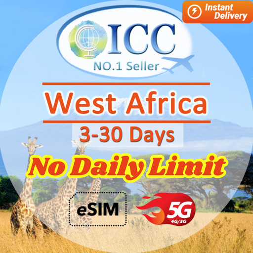 ICC eSIM - West Africa 3-30 Days Data | No Daily Limit| Can use Tiktok| Liberia