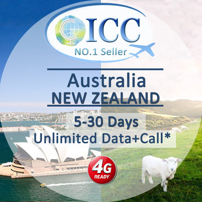 ICC SIM Card - Australia & New Zealand 7-30 Days Unlimited Data + Call*
