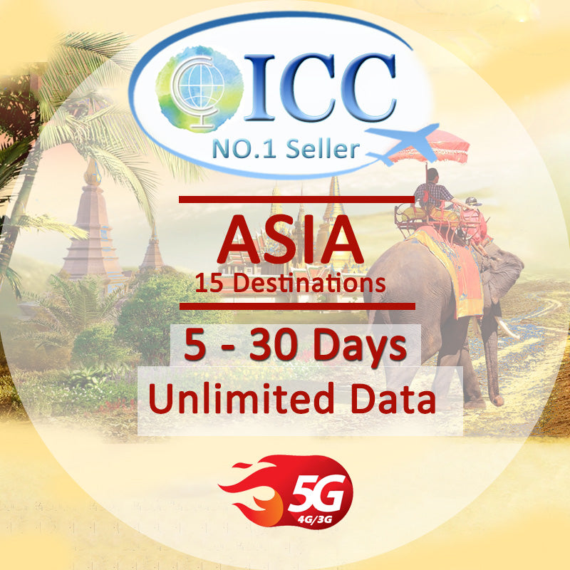 ICC SIM Card - Asia 1-30 Days Unlimited Data