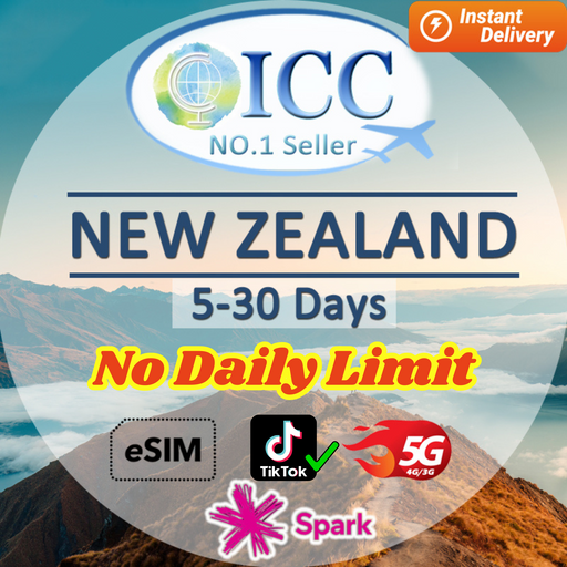 ICC eSIM - New Zealand 5-30 Days Unlimited Data/Support Tiktok