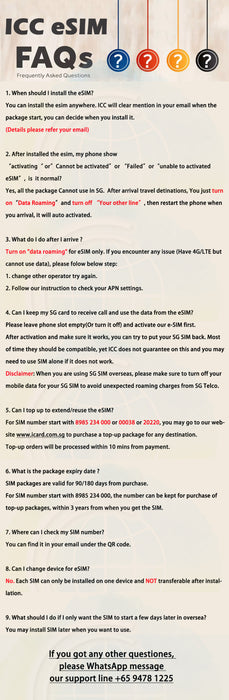 ICC eSIM - Korea 1-90 Days Unlimited Data (24/7 auto deliver eSIM)