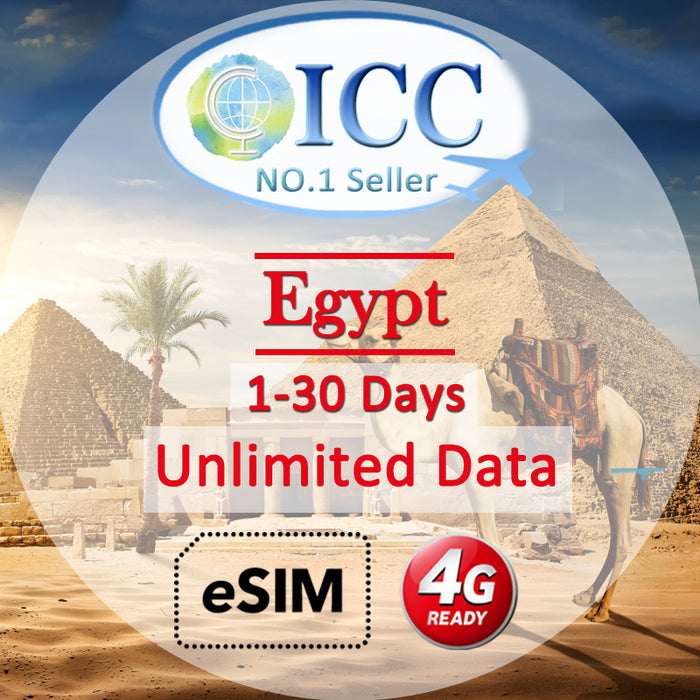 ICC eSIM - Egypt 1-30 Days Unlimited Data SIM (24/7 auto deliver eSIM )