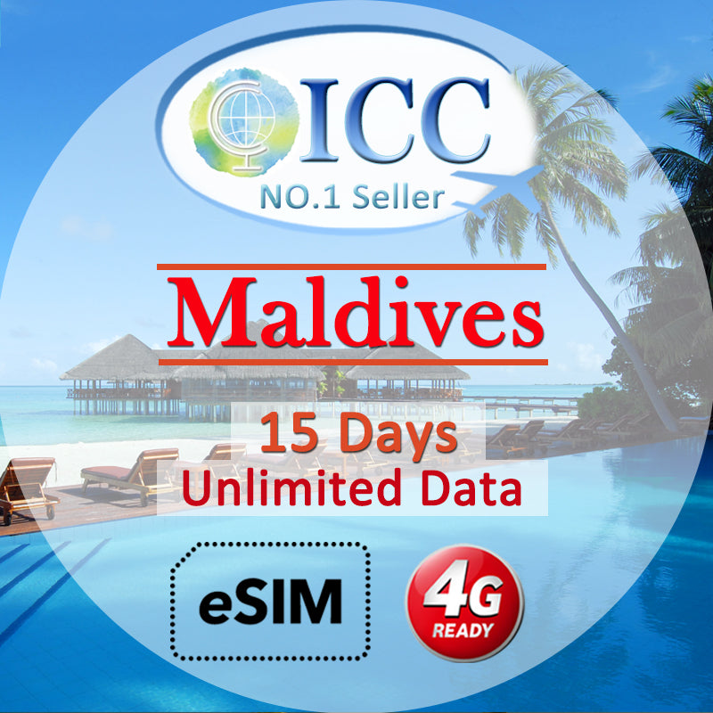 ICC eSIM - Maldives 15 Days Unlimited Data SIM (24/7 auto deliver eSIM )