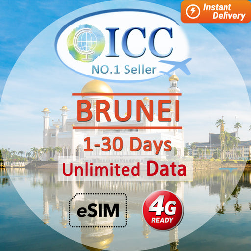 ICC eSIM - Brunei 1-30 Days Unlimited Data SIM (24/7 auto deliver eSIM )