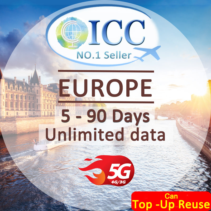 ICC SIM Card - Europe EU-D 5-90 Days Unlimited Data - Include Russia & Balkans