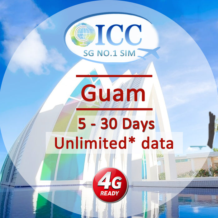 ICC eSIM - Guam 7-30 Days Unlimited Data (24/7 auto deliver eSIM )