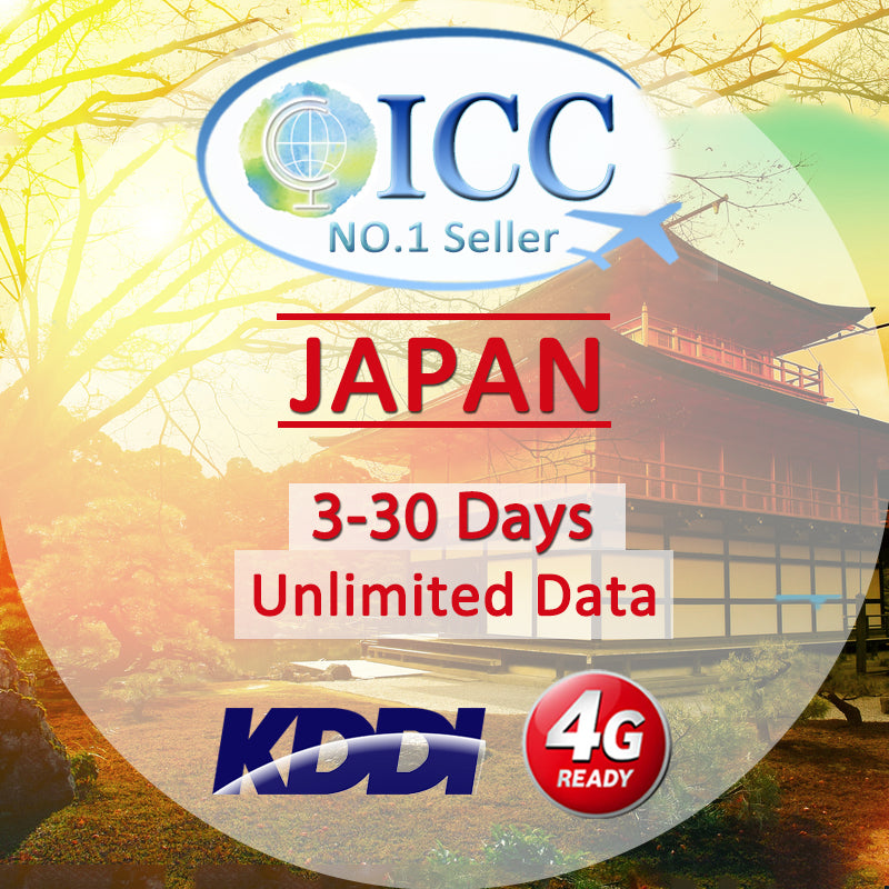ICC SIM Card - Japan 3-30 Days Unlimited Data- KDDI(Can top up and reuse)