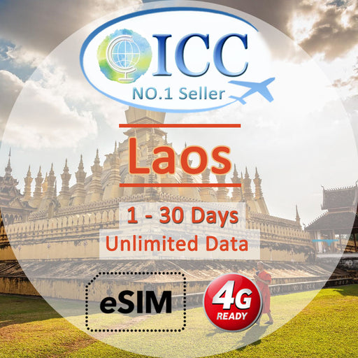 ICC eSIM - Laos 5-8 Days Unlimited Data SIM (24/7 auto deliver eSIM )