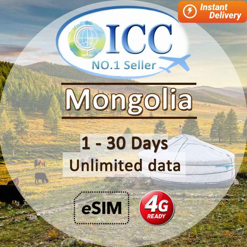 ICC eSIM - Mongolia 1-30 Days Data SMS Plan/Unlimited Data SIM