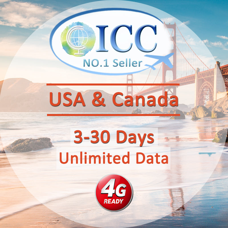 ICC SIM Card - USA & Canada 3-30 Days Unlimited Data SIM card