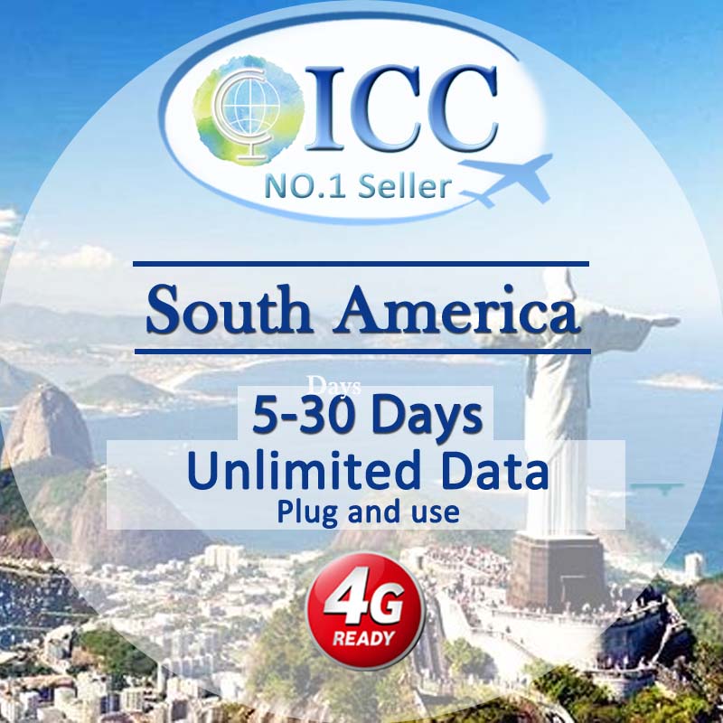 ICC SIM Card - South America 5-30 Days Unlimited Data