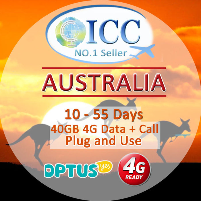 ICC SIM Card - Australia 7-55 Days Data + Local Call +Int'l Call* (Pre-activate)