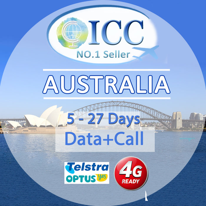 ICC SIM Card - Australia 5-27 Days Data + Call*/Telstra/Optus (Self-activate)