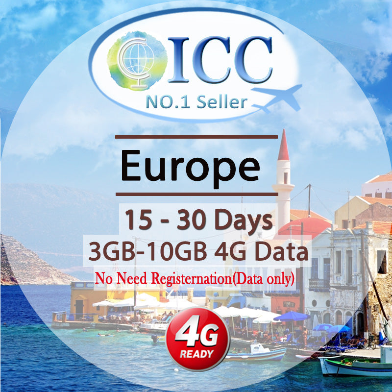 ICC SIM Card - Europe EU-C 15-30 Days 6GB/10GB 5G/4G Data