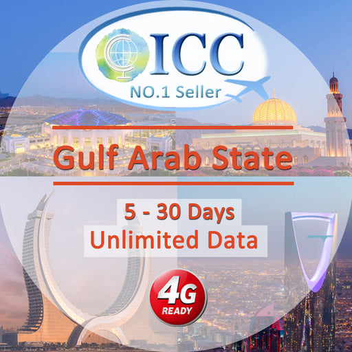 ICC SIM Card - Gulf Arab States GCC (Kuwait,Oman,Qatar,Saudi Arabia) 5-30 Days Unlimited Data
