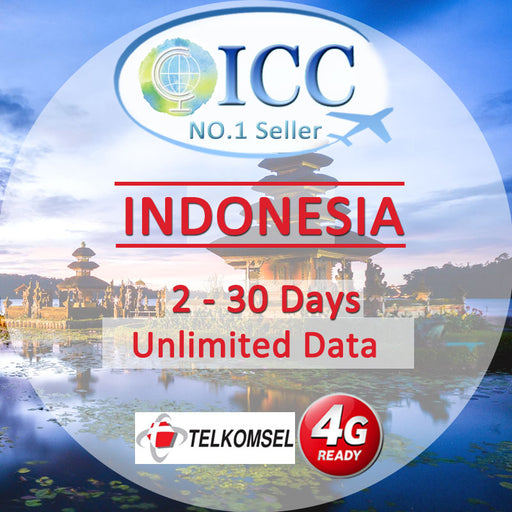 ICC SIM Card - Indonesia 2-30 Days Unlimited Data (Telkomsel)