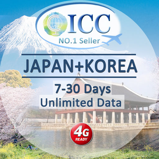ICC SIM Card - Japan & Korea 7-15 Days Unlimited Data - Softbank / SKT