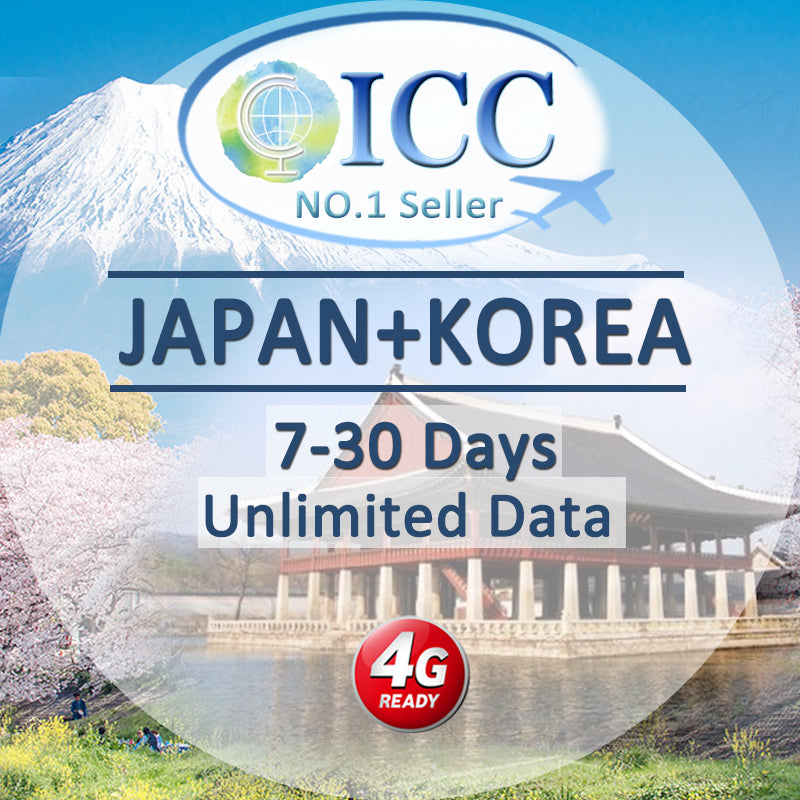 ICC SIM Card - Japan & Korea 7-15 Days Unlimited Data - Softbank / SKT