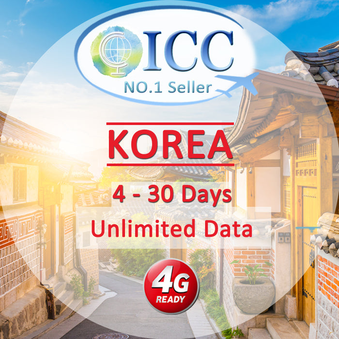 ICC SIM Card -  Korea 4 Days - 60 Days Unlimited Data SIM (Daily 5/10/20/30) · SKT Telecom