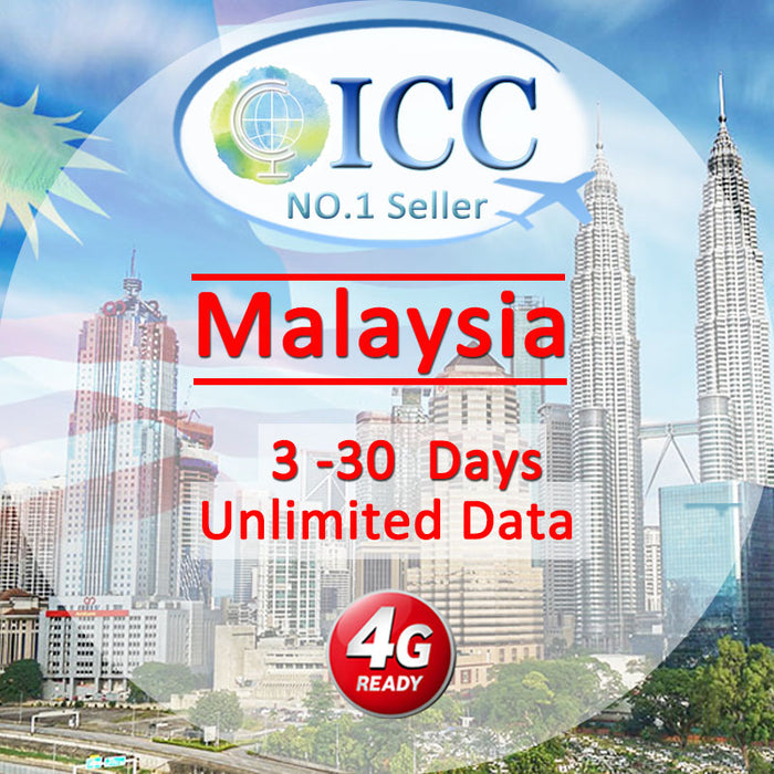 ICC SIM Card - Malaysia 1-30 Days Unlimited Data（ Can Top Up Resue）