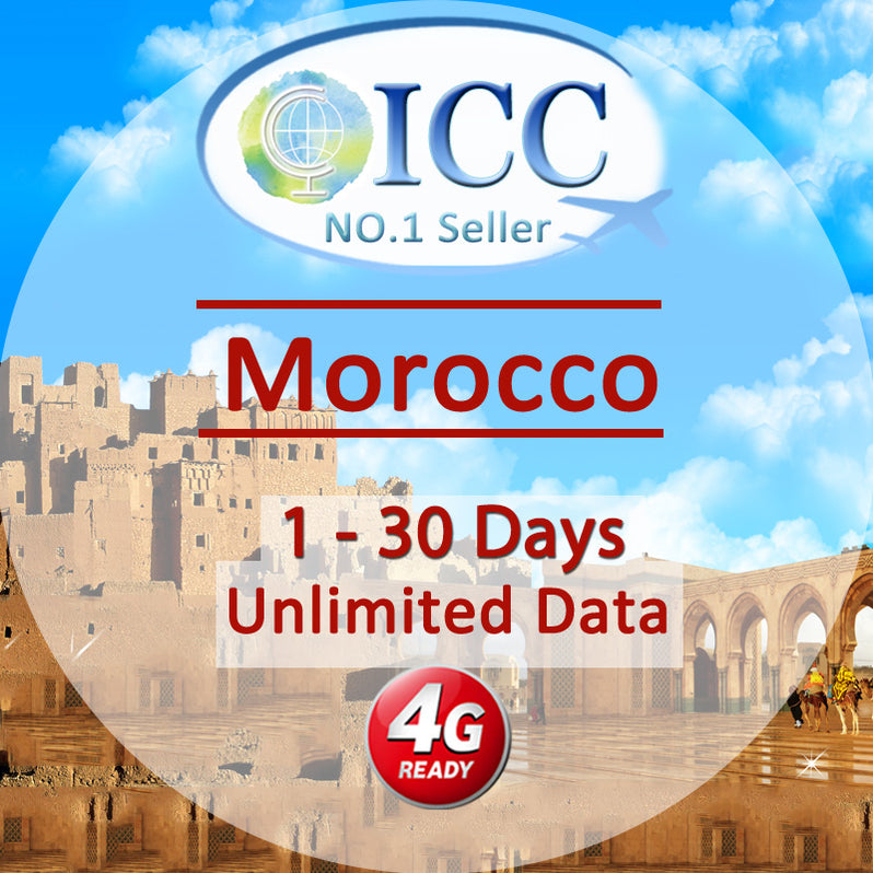 ICC SIM Card Morocco 130 Days Unlimited Data — International Card Center
