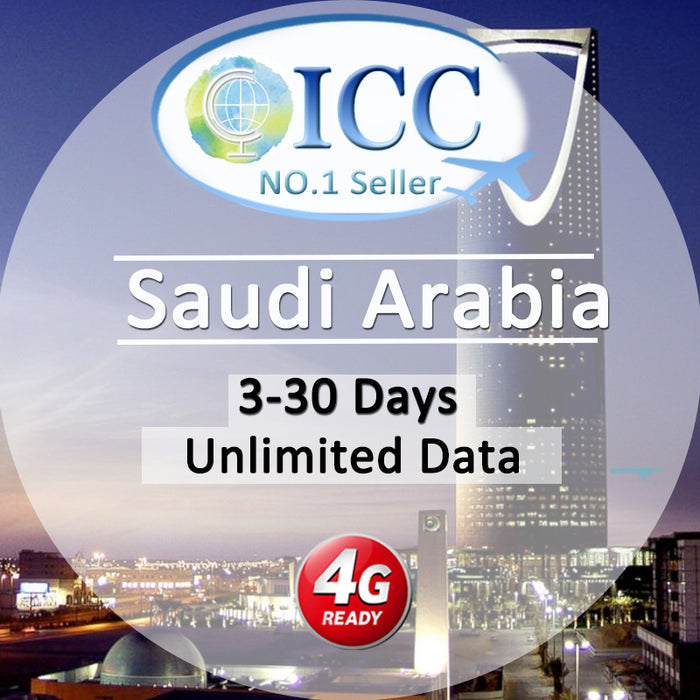 ICC SIM Card - Saudi Arabia 3-30 Days Unlimited Data (Can top up and reuse)