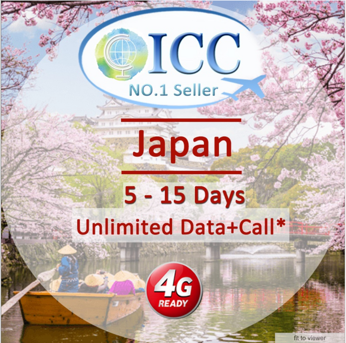 ICC SIM Card - Japan 8 Days Unlimited Data + Call*