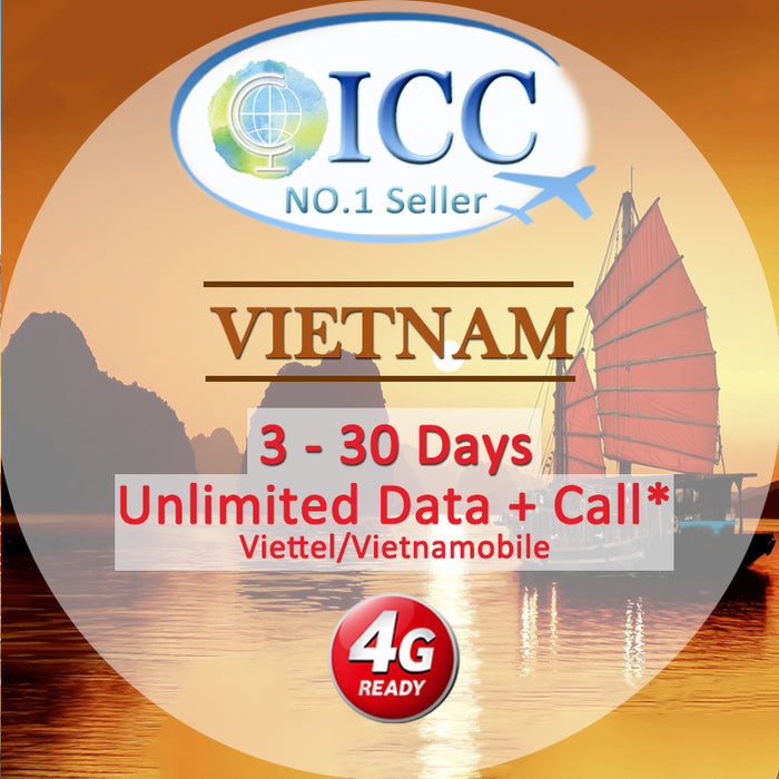 ICC SIM Card - Vietnam 3-30 Days Unlimited Data + Call*
