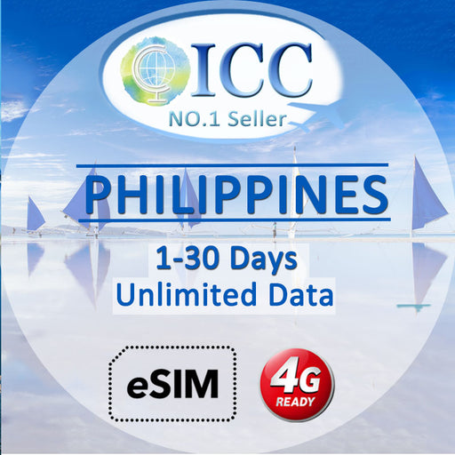 ICC eSIM - Philippines 5-30 Days Unlimited Data (24/7 auto deliver eSIM )