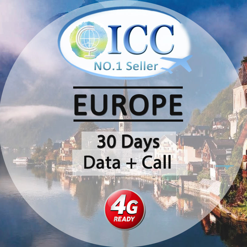 ICC SIM Card EUA Europe+UK 30 Days 10GB/30GB/60GB/Unlimited 5G/4G D