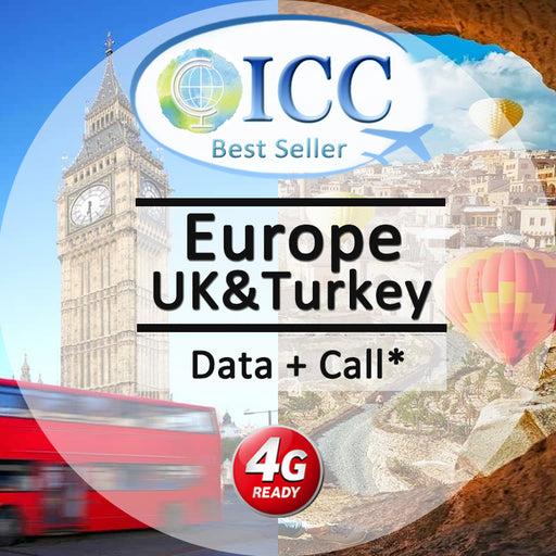 ICC SIM Card - Europe & Turkey 7-30 Days Data + Call* SIM