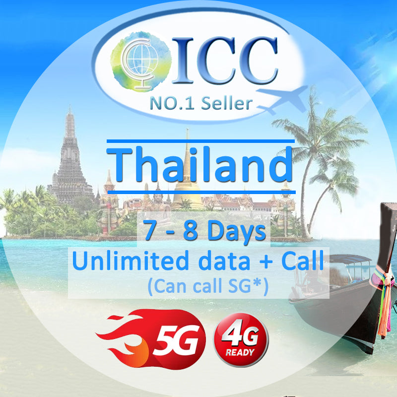 ICC SIM Card - Thailand 5-16 Days Unlimited Data + Call - Truemove/AIS/DTAC
