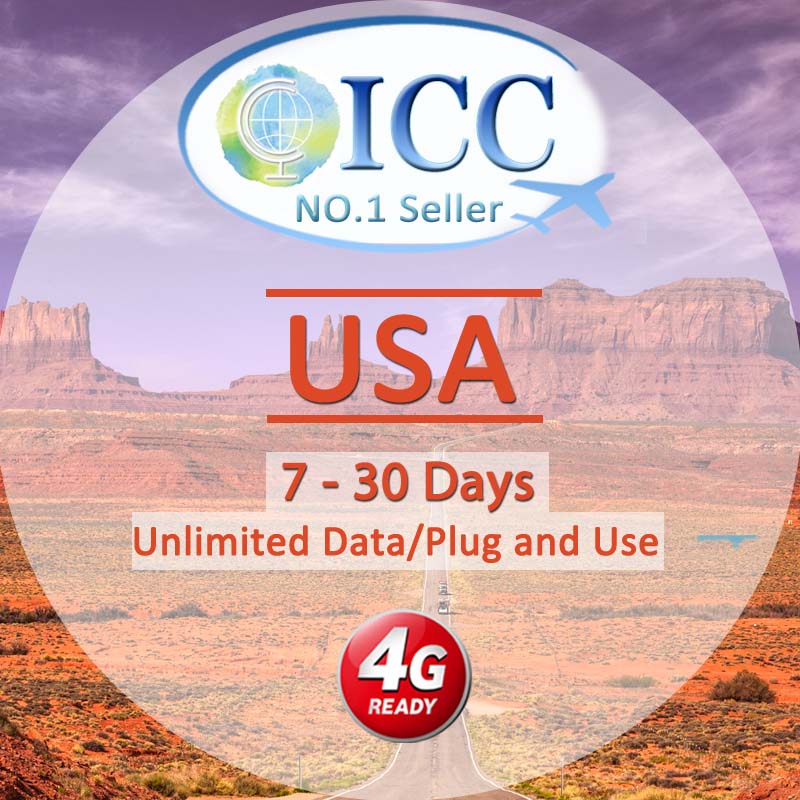 ICC SIM Card - USA 7-30 Days Unlimited Data